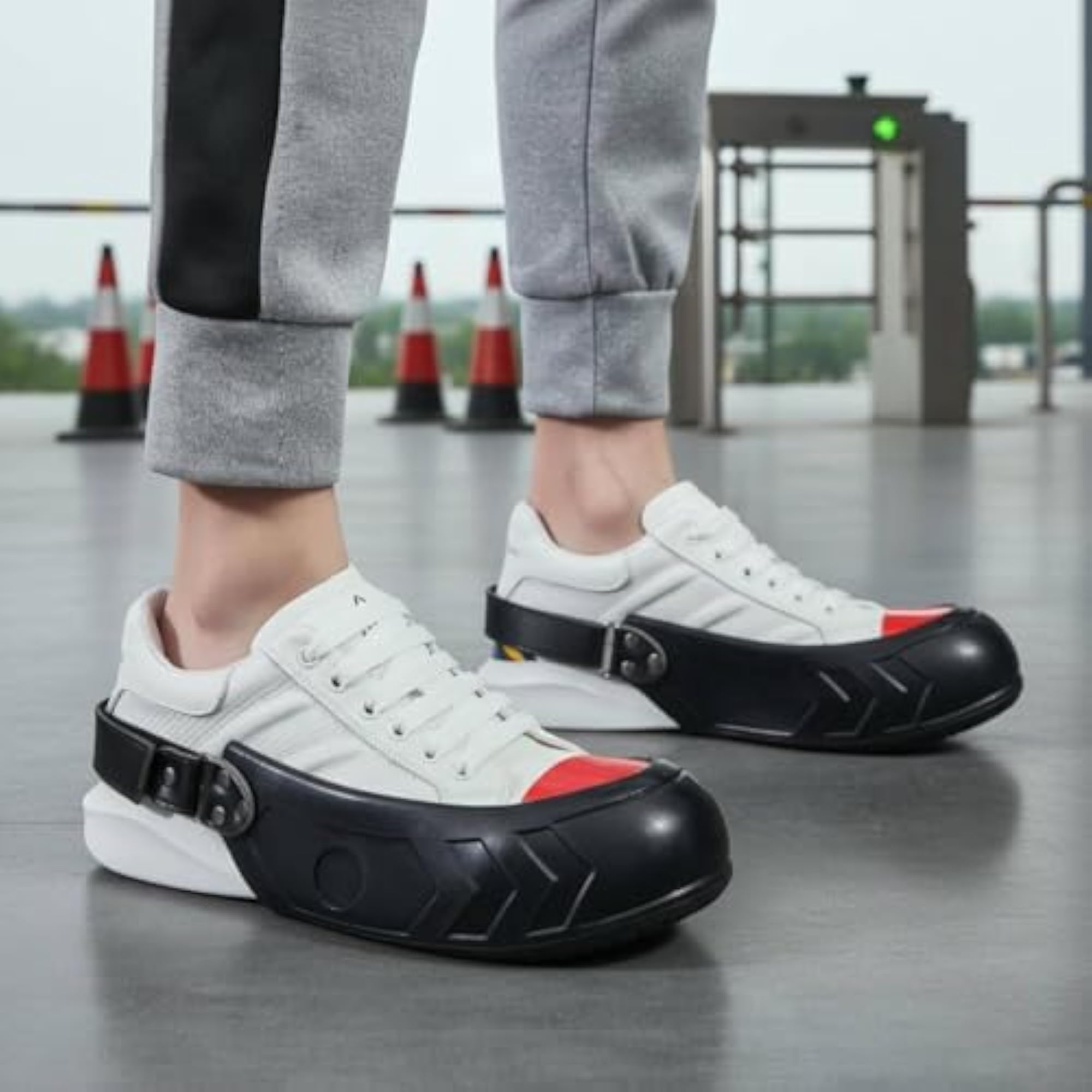 Raised Toe Cap Strap-Fastened Shoe Cover