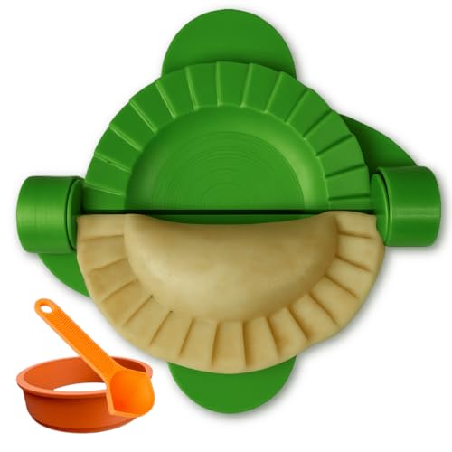 8" Jumbo Empanada Press – Ultra Heavy-Duty Dumpling Maker – Pierogi & Calzone Press – Includes Cutter & Spoon – Made in USA – XL Tool for Giant Empanadas, Hand Pies & Turnovers