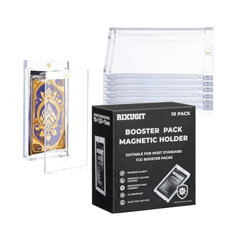 RIXUGIT 10-Pack One Touch Booster-Pack Magnetic-Holders - UV Protection Clear Booster Pack Cases Fit for Standard Cards Storage and Display Protect Your Collectible Sports and Gaming Cards
