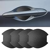 4PCS Car Door Handle Scratch Protector, Carbon Fiber Doors Handles Paint Cover Protective Film, Magnetic Door Handle Cup Protector, Universal Doors Bowl Traceless Sticker for Most Cars (Large)