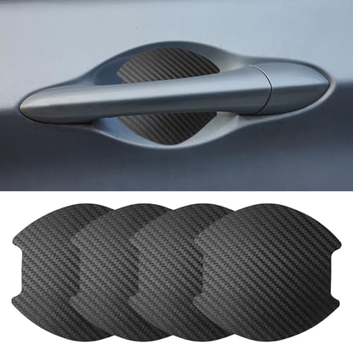 4PCS Car Door Handle Scratch Protector, Carbon Fiber Doors Handles Paint Cover Protective Film, Magnetic Door Handle Cup Protector, Universal Doors Bowl Traceless Sticker for Most Cars (Large)