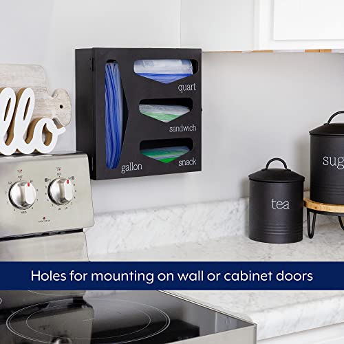 Auldhome Enamelware Kitchen Bag Organizer (Black), Farmhouse Style Holder Compatible With Zipper Seal Kitchen Storage #TOP2