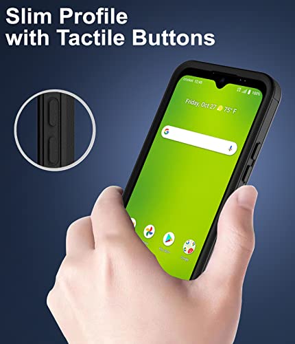 Dahkoiz For Cricket Icon 3 Case, At&T Motivate 2, Cricket Splendor Case With Glass Screen Protector, Dust-Proof Port Cover,Work With Magnetic Car Mount,Full Body Silicone Rubber Phone Case, Black #TOP5