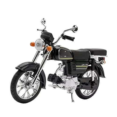 Modelo de motocicleta clásica Honda Jialing JH-70 escala 1/10 en aleación negra