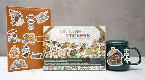 Image of Titu Ki Baatein Vintage Aesthetic Stickers, 50 PCS Waterproof Vinyl Sticker Pack, Cottagecore Retro Design for Scrapbook Journaling Planners Laptops Water Bottles