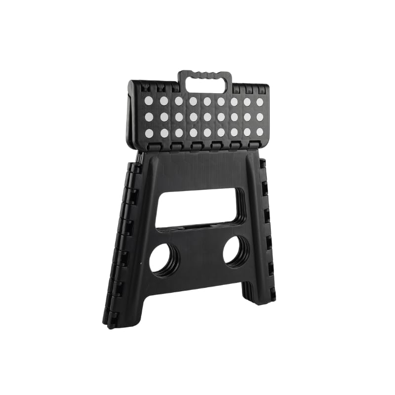 Taburete Plegable con escalón, Taburete niños,para Escuelas, Cocina, baño, Dormitorio, soportar hasta 150kg(Negro, 29x22x27cm)