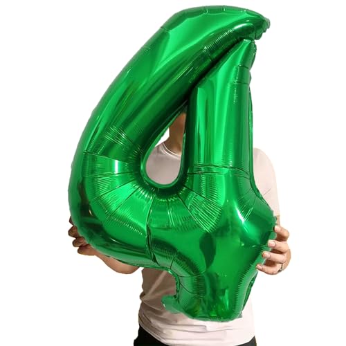Image of Number Balloons Green Party Balloon - Giant Number 4 Balloon, 40 Inch Large Balloon for St. Patrick's Day Games Theme Birthday Decoration, Girls Boys Party Supplies