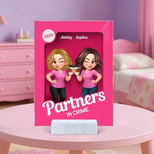 Custom 3D Acrylic Plaque for Best Friends – Unique Personalized Gift for Besties, Sisters, and Partners in Crime - Image 2