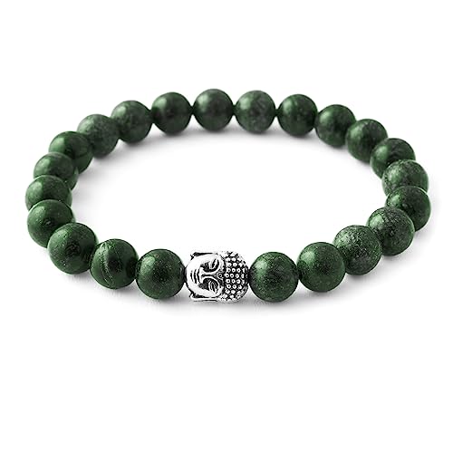 BERGERLIN Serpentin Armband echt mit Naturstein Perlen - Buddha Armband