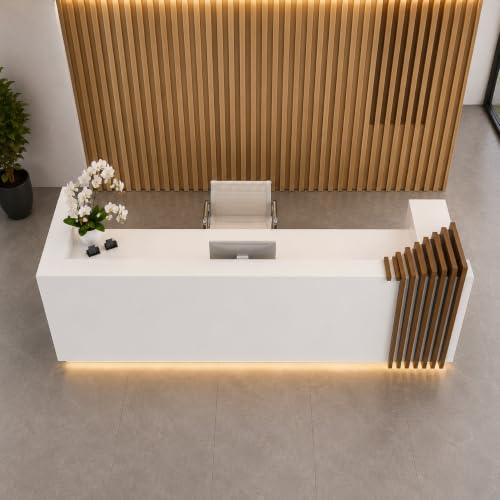 Image of Modern Luxury Reception Desk Counter for Office Lobby, Hotel Front Office, Clinic, Corporate Workspace, Co-Working Space - (RCT-204 MDFL L8W2)