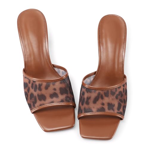 Mesh Mule Heels for Women Kitten Heel Sandals Open Square Toe Heeled Sandals Slip On Mules4