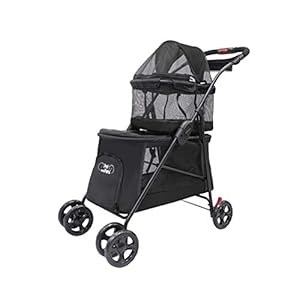 PETIQUE Pet & Pets Doppeldecker Haustier-Buggy, Schwarz