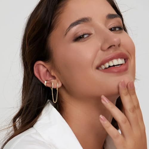 Gold Earrings Set for Women, 14K Gold Plated Stud and Cartilage Earring Sets for Multiple Piercing, Hypoallergenic Stackable Small Gold Huggie Hoop Earrings for Women Jewelry4
