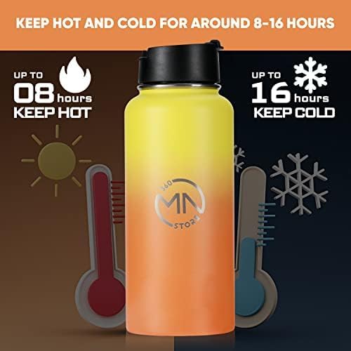 Miniatura 2 de Botella de agua aislada, simple y moderna botella de agua de acero inoxidable con popote, mantiene el frío durante 16 horas y caliente durante 8