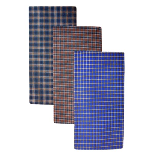 Men's Cotton Multi Color Lungis (Set of 3), Color : Multicolor, Size : 2.25 Meter