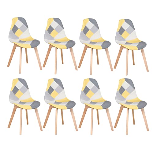 Egoonm Juego De 8 Silla De Comedor Sillas De Retazos Silla De Nórdico Estilo Para Sala De Reuniones Comedor Sala Estar Restaurante Amarillo-08 Egoonm Juego De 8 Silla De Comedor Sillas De Retazos Silla De Nórdico Estilo Para Sala De Reuniones Comedor Sala Estar Restaurante Amarillo-08