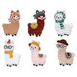 Dermalyx 6 Stück Bügelflicken Kinder, Tier Aufnäher Zum Aufbügeln, Bestickte Patches Mit Lama-Design, Bügelbilder Für Textilien, T-Shirt, DIY Applikationen Zum Aufnähen