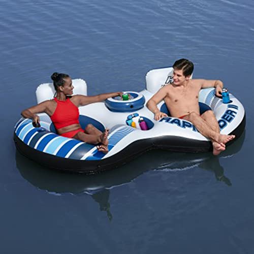 Bestway Hydro-Force Rapid Rider Inflatable Double Water River Tube Float For 2 People With Built-In Backrest, Handles, And Cupholders, Color May Vary #TOP6