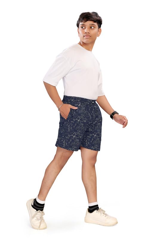 Image of UNOseven Shorts for Boys - 100% Cotton Printed with Side Pockets - Available from Size 7 Years to XL