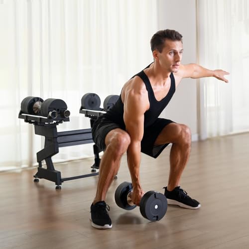 Image of SNODE AD80 Drop Proof 80 lbs Adjustable Dumbbell Set -Exhaustion Training Weights Adjustable Dumbbells with Cast Iron Plates and Cradle, Knurled Handle, Fast Adjust, Compact Home Gym Equipment for Bench & Press