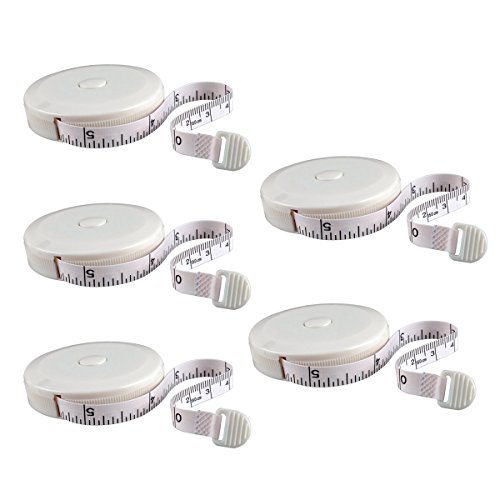 eZAKKA Tape Measure Retractable Measuring Tape for Body Soft Tape Measure Push Button for Sewing Tailor Cloth Ruler, 60 Inch, 5-Pack