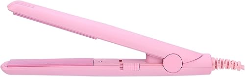 Plancha para el cabello, rizador de plancha plana, plancha PTC de 25 W y rizador en una mini plancha de pelo (rosa, enchufe de EE. UU.)