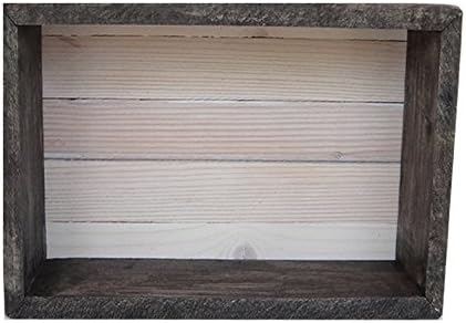 Wood/Wooden Shadow Box Display With Backing - 16" x 6" - Two Tone - Ebony Black/Antique White - Rustic Decorative Reclaimed Distressed Vintage Appeal