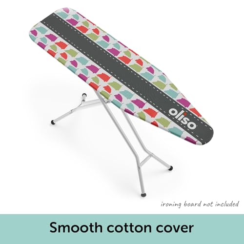Image of oliso Ironing Board Cover and Pad - 100% Cotton - Standard 15 x 54 | Silhouette, 5mm Thick Felt, Scorch Resistant, Wide Elastic Edge, Adjustable Straps, Heat Reflective