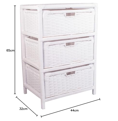 Gaveteiro Organizador Fibra Sintética 3 Gavetas 44x32x65 Branco