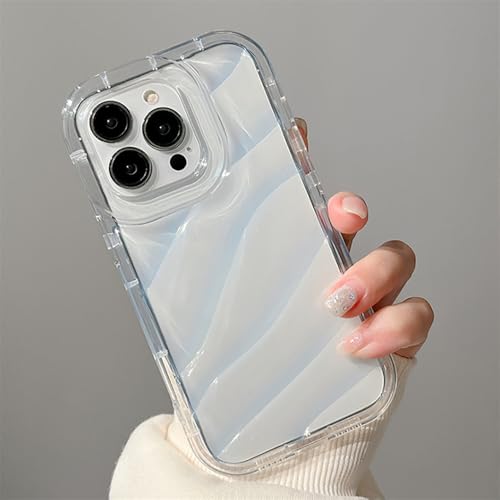 WSDSMS Funda con diseño de Ondas de Agua para iPhone 15, 14, 13, 12, 11 Pro MAX, XR, X, XS, 6, 6S, 7, 8 Plus, Transparente, Suave y a Prueba de Golpes, para iPhone 12 y 12 Pro