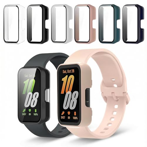 6 Piezas Funda Para Samsung Galaxy Fit 3, Antiarañazos Vidrio Templado Protección Completa Estuche Case,Hd Protección Completa Pc Dura Carcasa Protector Anti Choque,Ultra Thin