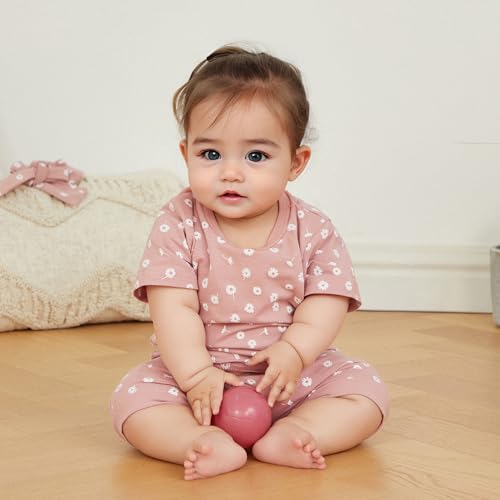 Toddler Baby Girl Clothes Summer Short Sleeve Floral Print T Shirt Tops + Elastic Shorts Set Infant Casual Outfits3