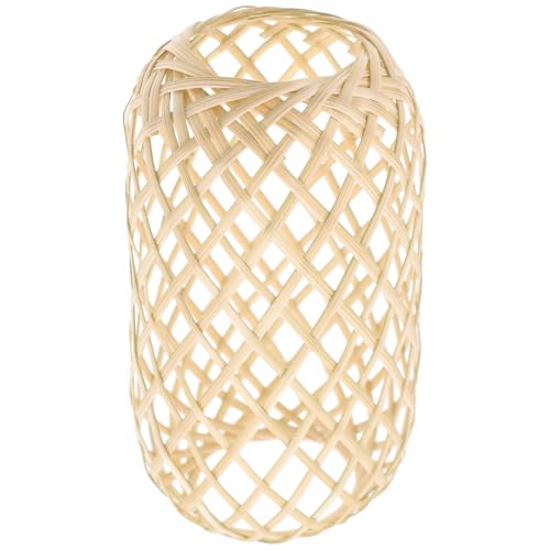 HOUDERCO Pantalla de Lámpara Tejida de Bambú para Lámpara Colgante, Ligera y Redonda Diseño Simple para Decorar el Hogar y Suavizar la Luz