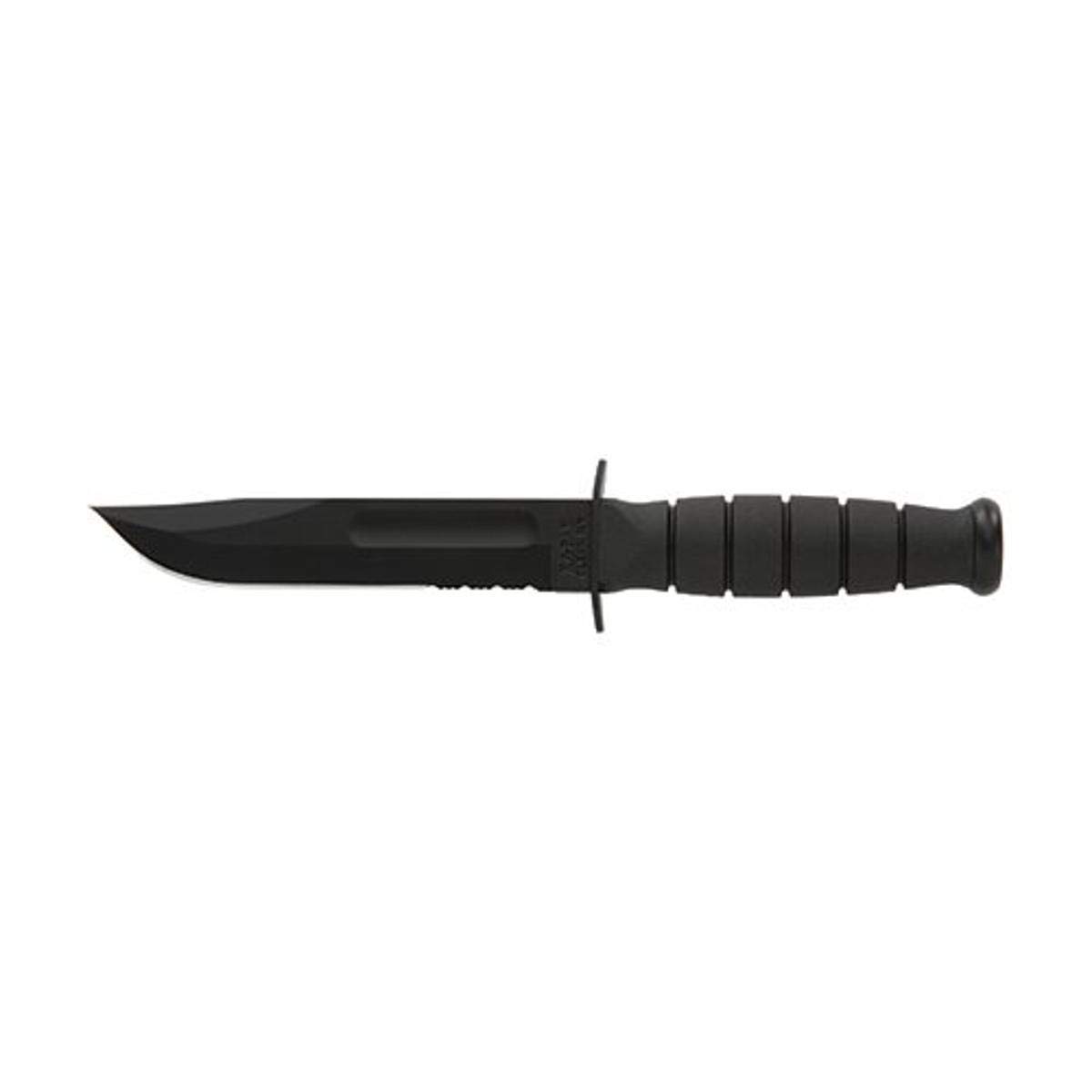 KA-BAR 1259CP, Short, Serrated Edge, Hard Sheath, Black (Clam Pack),Medium
