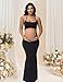 JustVH Women's Maternity Cut Out Backless Bodycon Dress Halter Maxi Photography Pregnancy Dress for Photoshoot Baby Shower Black