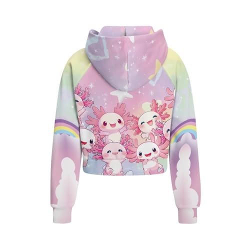 Girls Half Zip up Hoodies Casual Long Sleeve Hooded Sweatshirts for Kids Crop Tops Fleece Pullover Coat,5-14Years2