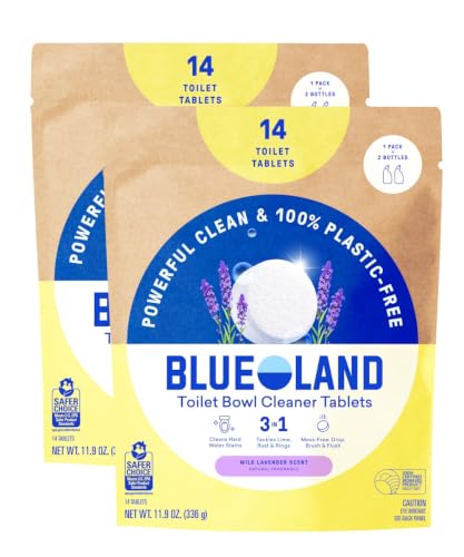 Image of BLUELAND 100% Plastic Free Toilet Bowl Cleaner Tablets, 28ct, Wild Lavender