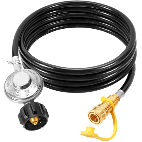 GasSaf 12ft Propane Regulator with Hose, Propane Hose for Indoor/Outdoor Heater -3/8 Quick Connect Disconnect