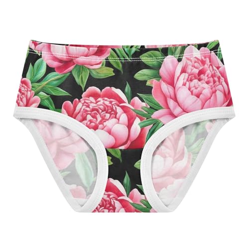 Ornate Flowers Peony Floral Leaves Toddler Underwear Floral 2t Cotton Girl Panties Cute Cartoon Kids Briefs Undies