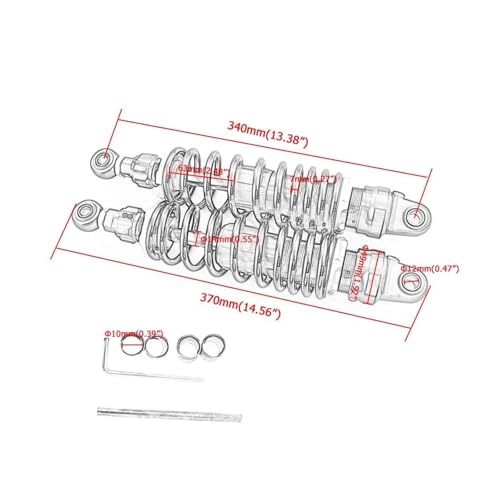 Amortisseurs moto 320mm noirs pour suspension arrière réglable de Kawasaki