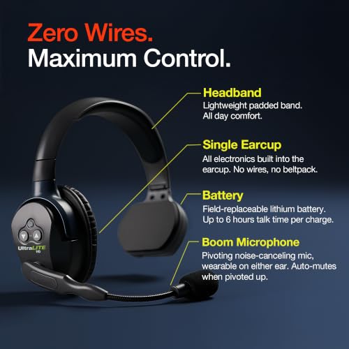 EARTEC UL4S Ultralite HD Wireless Intercom Headset System, 4-Person Full Duplex Communication, Single Ear, Up to 1000ft Range — Professional-Grade, U.S. Company by EARTEC - Image 2
