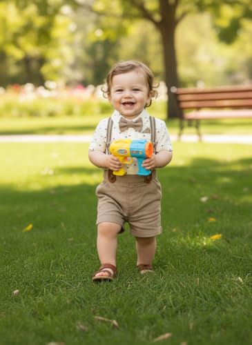Image of Volunboy Baby Boy Formal Short Set Toddler Summer Gentleman Outfit Kid Short Sleeve Bowtie Shirt Suspender Shorts Suit