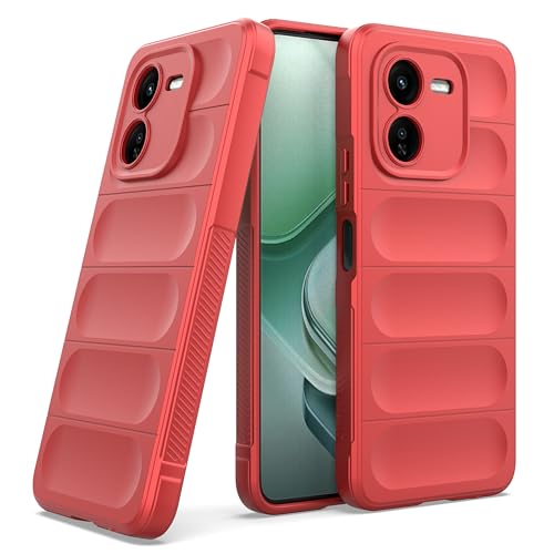 Image of amazon basics Back Case Cover for iQOO Z9x 5G | Compatible for iQOO Z9x 5G Back Cover | Liquid Silicon Magic Case with Camera Protection | Red