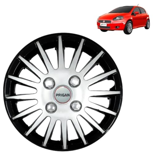 Image of Prigan Punto (Active, Dynamic, Pure Only) Black Silver Wheel Cover 14 inch for Punto (Set of 4 Pcs) (Press Fitting) Model- Camry DC 14