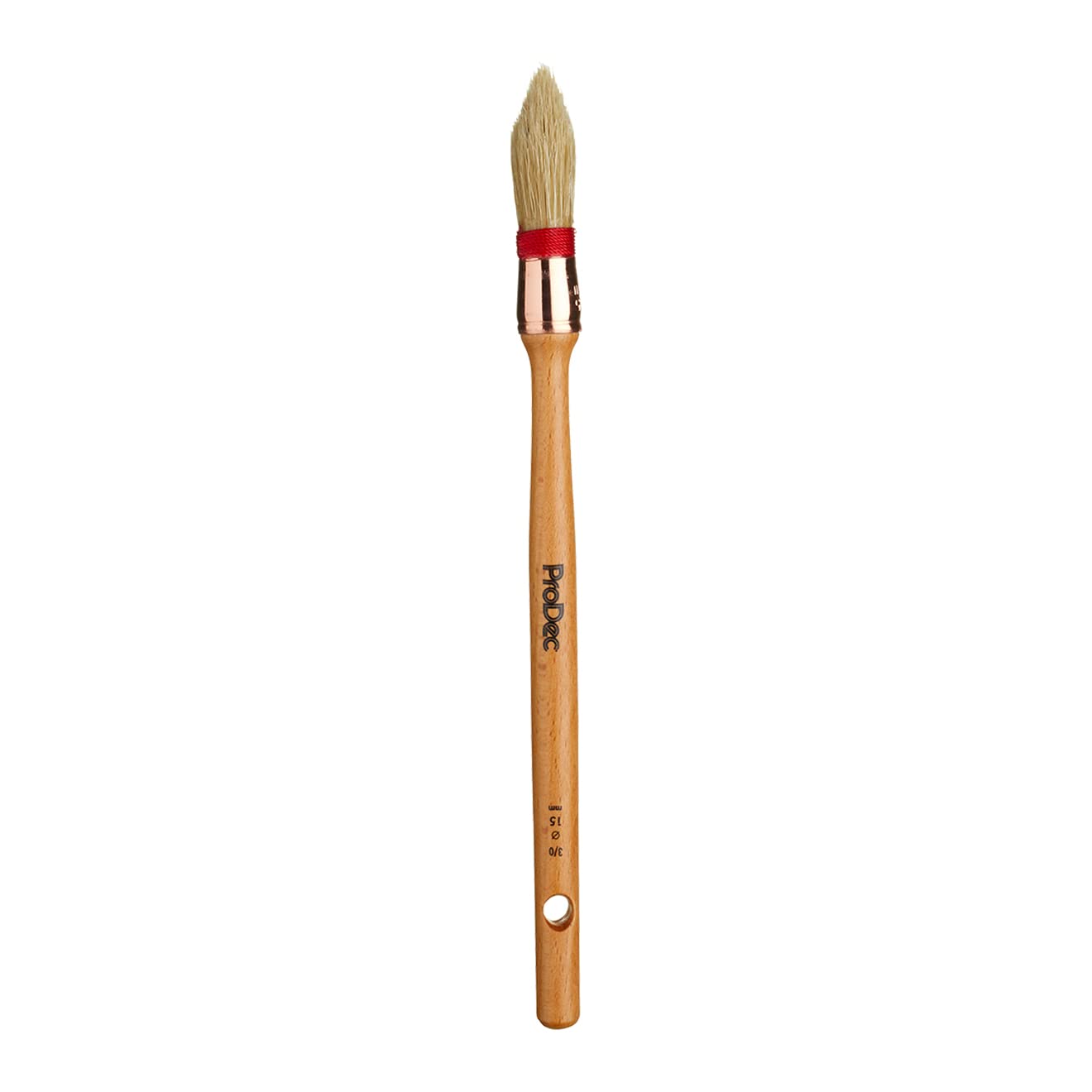 Prodec White 15Mm Trade Professional Pointed Pure Bristle Sash Brush Ideal For Precise Painting Of Sash Windows, Architraves And Other Curved, Moulded Or Profiled Surfaces With Gloss And Satin Paints
