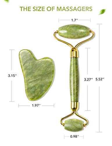 Hanabee Authentic Jade Roller For Face Gua Sha Facial Tools Face Roller Skin Care Facial Roller For Puffiness -Jade #TOP4