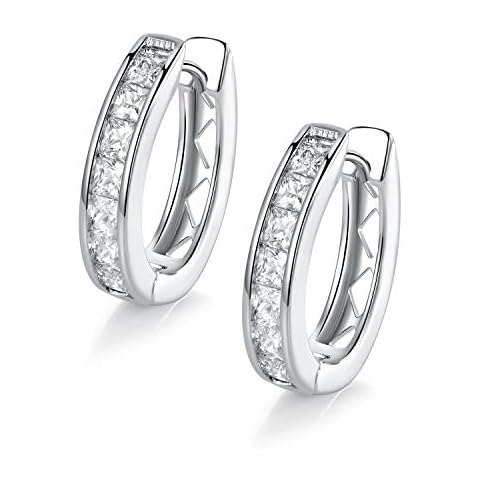 Hoop Earrings 18k White Gold Plated Earring Hypoallergenic Cubic Zirconia Ear Jewellery Gifts for Women Ladies Girls Cover