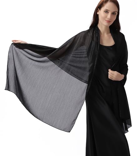 Elegant Evening Shawl Wrap for Women Formal, Sparkling Crepe Chiffon, Wedding Party Scarf4