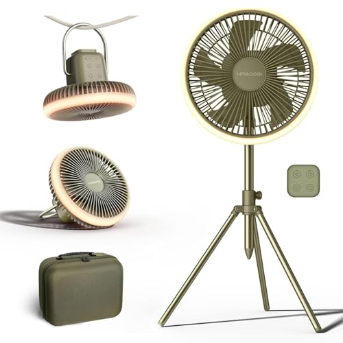 【超音波方式で蚊を撃退】 HAGOOGI キャンプ 扇風機 コードレス 10000mAh モバイルバッテリー 自動首振り LEDライト リモコン 付き 多機能 アウトドア 吊り上げ ファン 長時間連続使用 卓上 充電式 扇風機 風量調節 リズム風 静音 キャンプ用品 グリーン