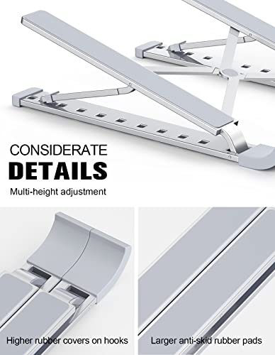 RIWUCT-Laptop-Stand-for-Desk-9-Levels-Adjustable-Ergonomic-Laptop-Riser-Holder-Aluminum-Foldable-Portable-Computer-Notebook-Stand-Compatible-with-MacBook-Air-Pro-All-Laptops-10-156-Silver